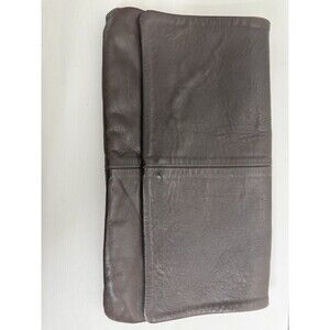 George Town Leather Design Brown Leather Foldover Clutch Purse Vintage